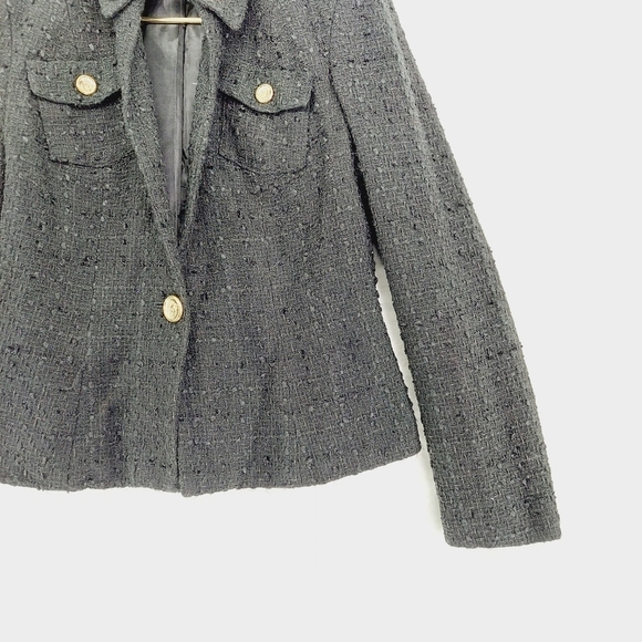 Signature by Larry Levine Black Front Pockets One Button Jacket 3649 - Picture 3 of 7